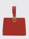 Ferragamo Mini Embellished Glossed-leather Clutch In Red