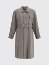 Ferragamo Men Coat In Herringbone-patterned Fabric In Brown