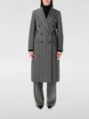 Ferragamo Oversized Double-breasted Chevron Wool Coat In Gray