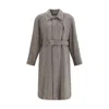 Ferragamo Men Coat In Herringbone-patterned Fabric In Brown