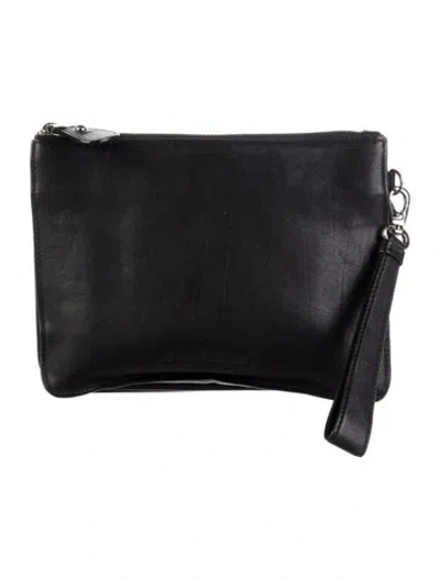 Pre-owned Ferragamo Coated Canvas Leather Cosmetic Bag In Black