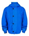 Ferragamo Coated Hooded Jacket In Blue