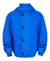 Ferragamo Coated Hooded Jacket In Blue