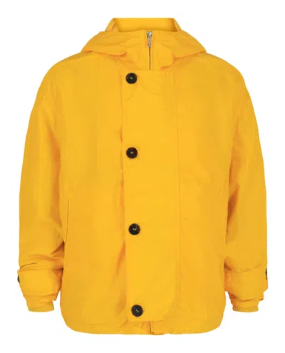 Ferragamo Coated Hooded Jacket In Yellow