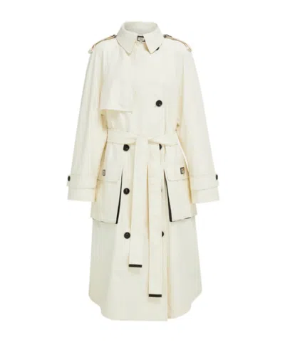Ferragamo Coated Linen Trench In Neutral