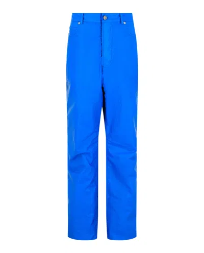 Ferragamo Coated Straight Leg Pants In Blue