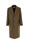 Ferragamo Melange Mud Wool Coat In Brown