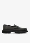 Ferragamo Chunky Sole Loafers With Metal Buckle Detail In Black