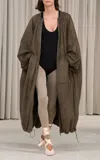 Ferragamo Cocoon Leather Coat In Grey