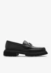 Ferragamo Black Leather Cocoon Loafers In Multi