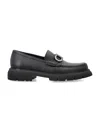 Ferragamo Chunky Sole Loafers With Metal Buckle Detail In Black