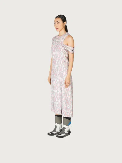 Ferragamo Cold-shoulder Knit Tunic Dress In Pink