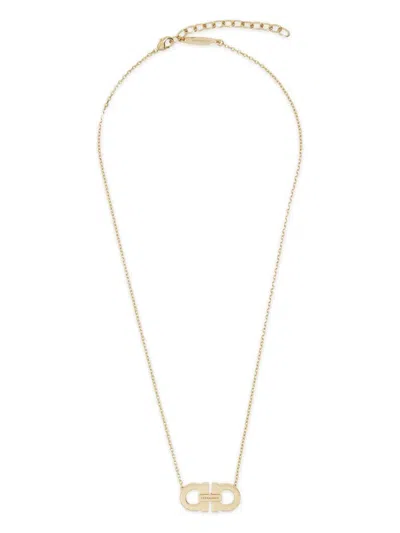 Ferragamo Double Gancini Pendant Necklace In Gold