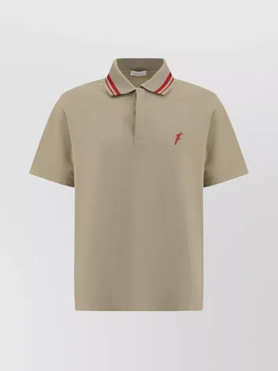 Ferragamo Logoed Polo Shirt In Beige