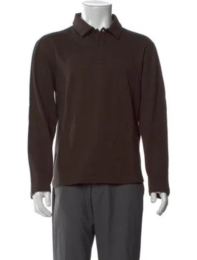 Pre-owned Ferragamo Collar Long Sleeve Polo Shirt In Brown