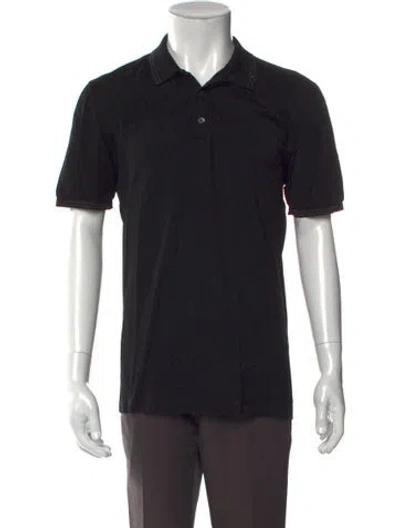Pre-owned Ferragamo Collar Short Sleeve Polo Shirt In Black