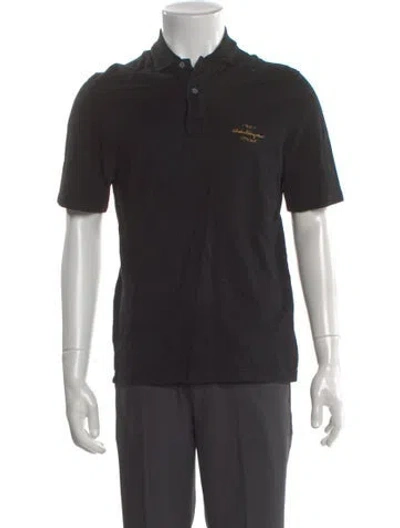 Pre-owned Ferragamo Collar Short Sleeve Polo Shirt In Black