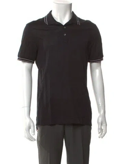 Pre-owned Ferragamo Collar Short Sleeve Polo Shirt In Black