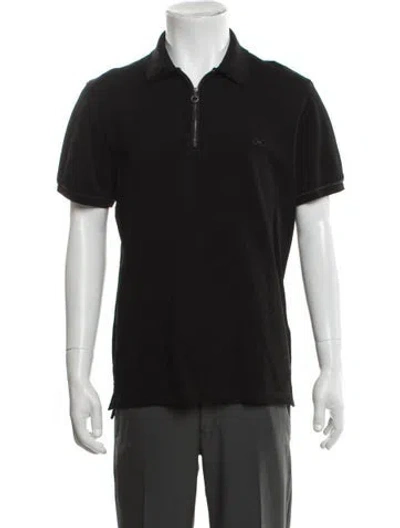 Pre-owned Ferragamo Collar Short Sleeve Polo Shirt In Black