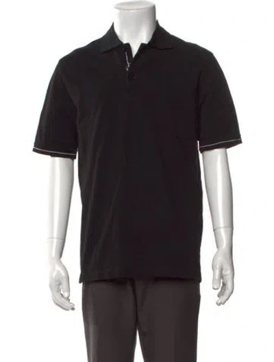 Pre-owned Ferragamo Collar Short Sleeve Polo Shirt In Black
