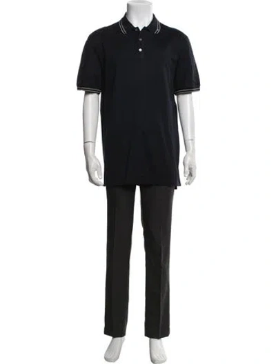 Pre-owned Ferragamo Collar Short Sleeve Polo Shirt In Black