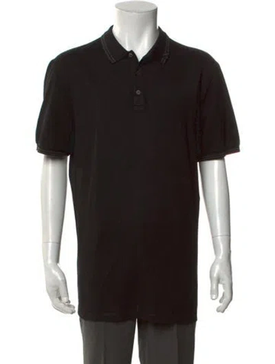 Pre-owned Ferragamo Collar Short Sleeve Polo Shirt In Black