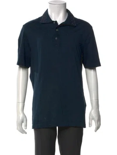 Pre-owned Ferragamo Collar Short Sleeve Polo Shirt In Blue