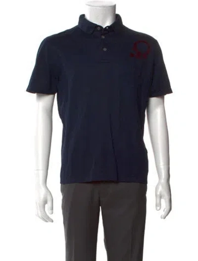 Pre-owned Ferragamo Collar Short Sleeve Polo Shirt In Blue