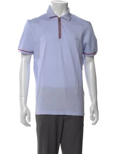 Pre-owned Ferragamo Collar Short Sleeve Polo Shirt In Blue