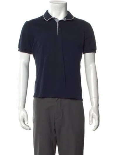 Pre-owned Ferragamo Collar Short Sleeve Polo Shirt In Blue