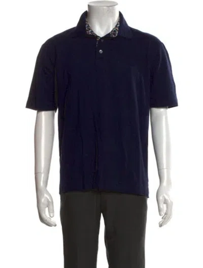 Pre-owned Ferragamo Collar Short Sleeve Polo Shirt In Blue