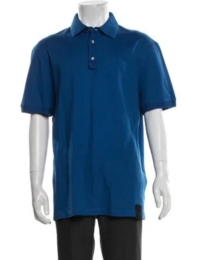 Pre-owned Ferragamo Collar Short Sleeve Polo Shirt In Blue