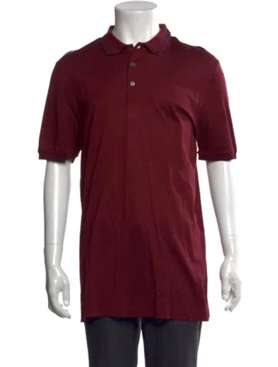 Pre-owned Ferragamo Collar Short Sleeve Polo Shirt In Burgundy