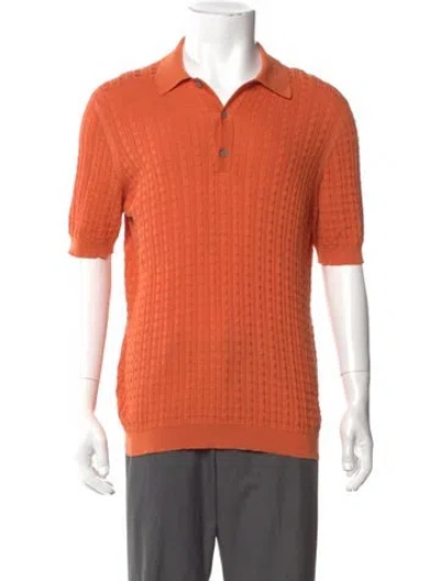 Pre-owned Ferragamo Collar Short Sleeve Polo Shirt In Orange