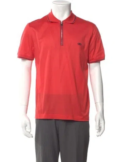 Pre-owned Ferragamo Collar Short Sleeve Polo Shirt In Red