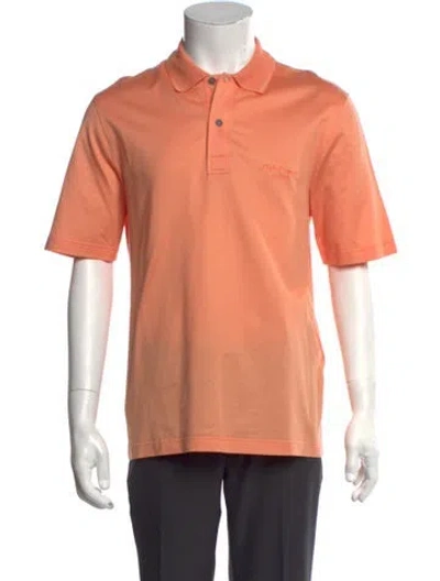 Pre-owned Ferragamo Collar Short Sleeve Polo Shirt W/ Tags In Orange