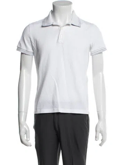 Pre-owned Ferragamo Collar Short Sleeve Polo Shirt In White