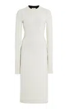 Ferragamo Color Block Knit Midi Dress In Black,white