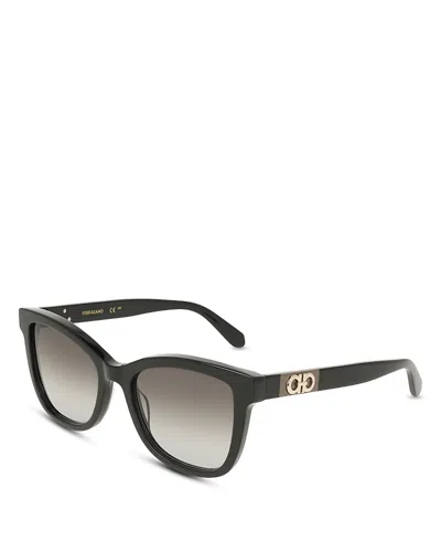 Ferragamo Color Block Temple Rectangular Sunglasses, 54mm In Black