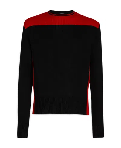 Ferragamo Color Matching Design Long-sleeved Sweater In Black