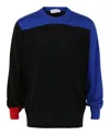 Ferragamo Colorblock Cashmere Sweater With Round Neck In Black