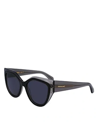 Ferragamo Colorblock Geometric Cat Eye Sunglasses, 53mm In Black