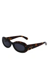 Ferragamo Classic Logo Acetate Oval Sunglasses In Tortoise/gray Solid