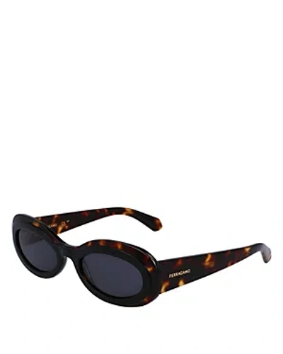 Ferragamo Colorblock Oval Sunglasses, 54mm In Brown