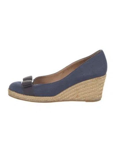 Pre-owned Ferragamo Colorblock Pattern Bow Accents Espadrilles