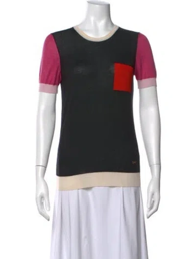 Pre-owned Ferragamo Colorblock Pattern Crew Neck T-shirt In Black