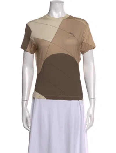 Pre-owned Ferragamo Colorblock Pattern Crew Neck T-shirt In Neutrals