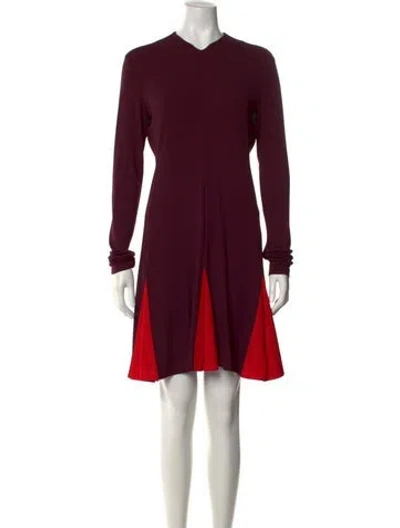 Pre-owned Ferragamo Colorblock Pattern Knee-length Dress In Burgundy