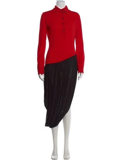 Pre-owned Ferragamo Colorblock Pattern Long Dress W/ Tags In Red