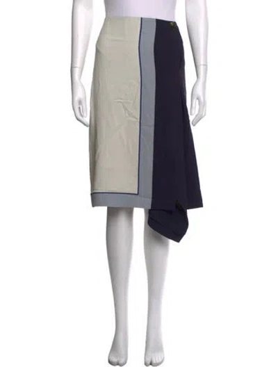 Pre-owned Ferragamo Colorblock Pattern Midi Length Skirt In Blue/neutrals